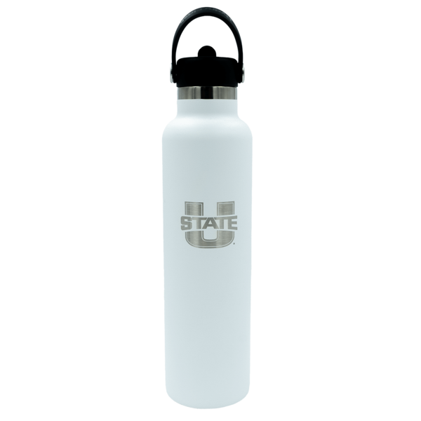 White 24 Oz Straw Lid Hydro Flask U-State